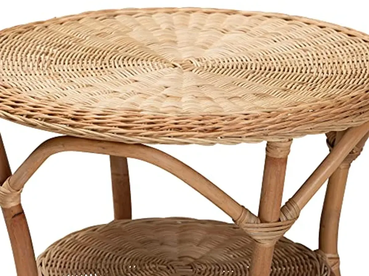 Baxton Studio Abbey Natural Rattan Coffee Table, 2-Tier