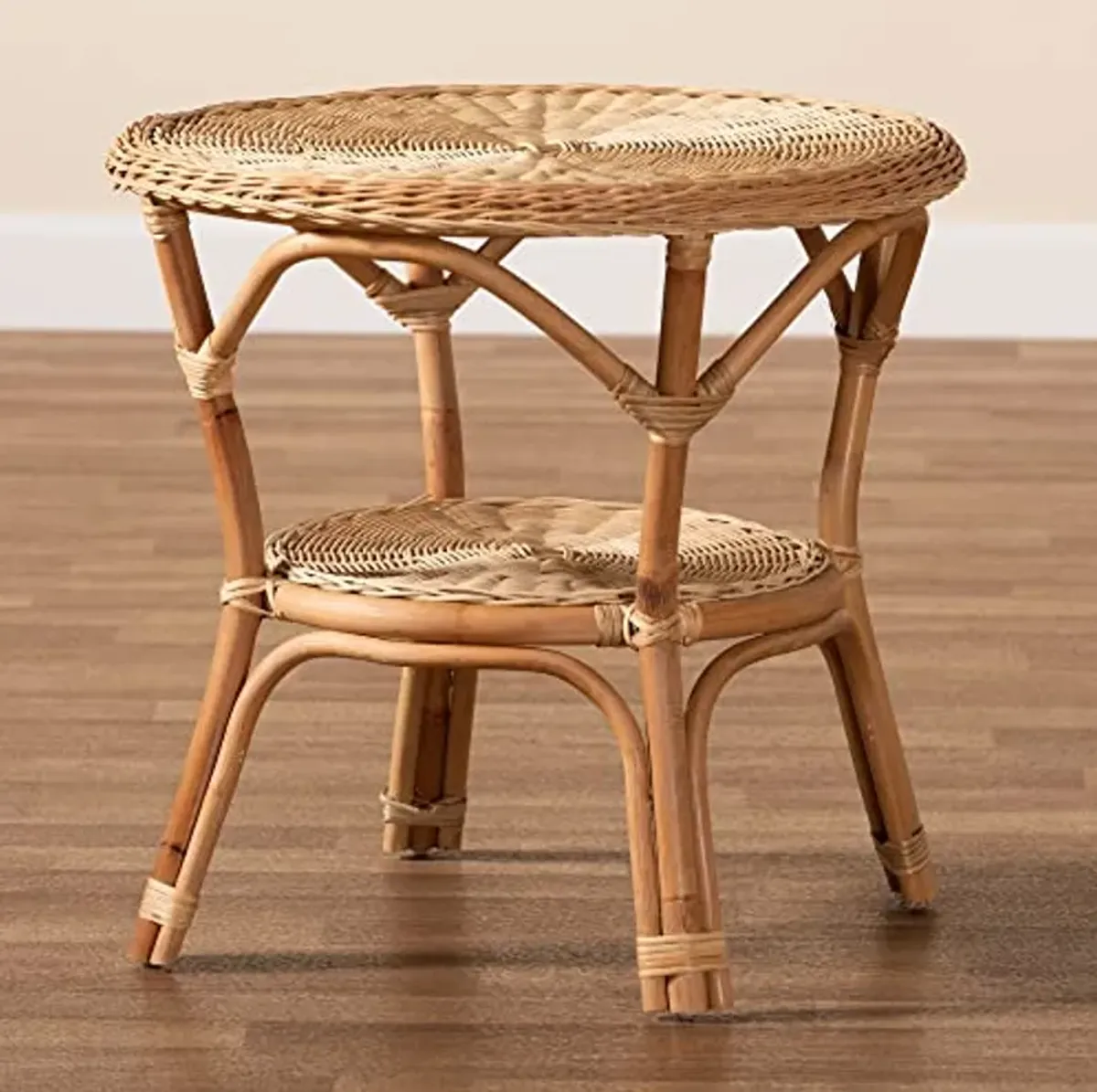 Baxton Studio Abbey Natural Rattan Coffee Table, 2-Tier