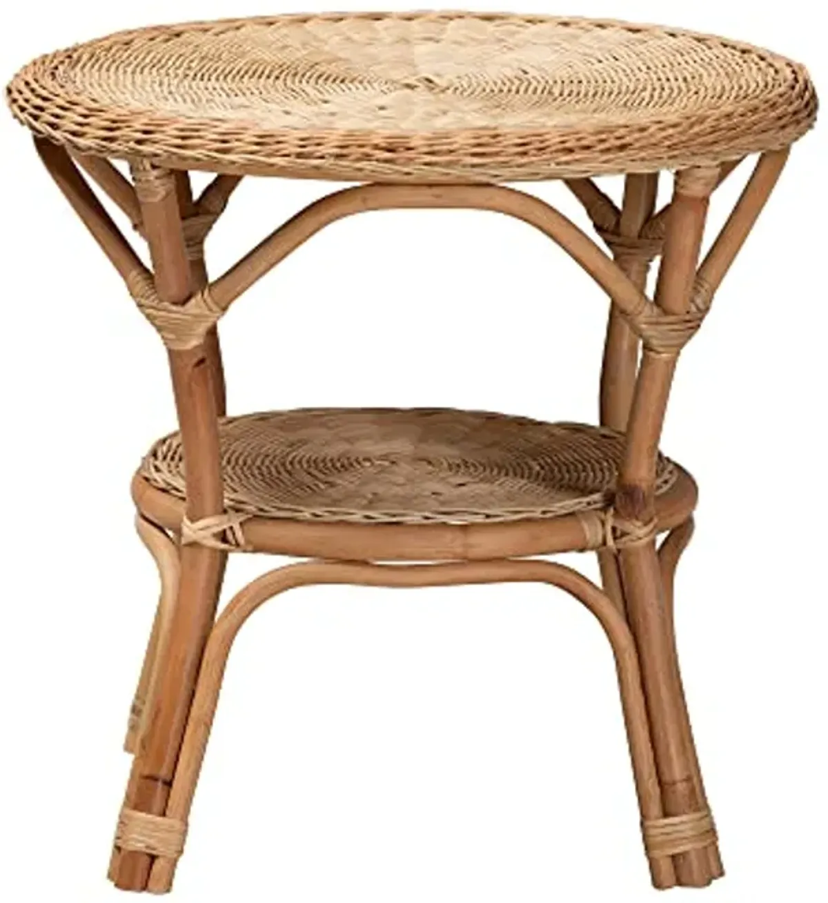 Baxton Studio Abbey Natural Rattan Coffee Table, 2-Tier