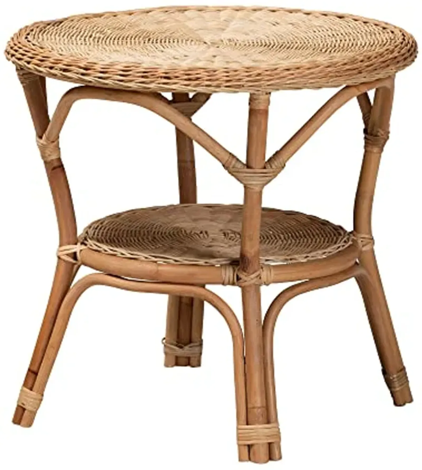 Baxton Studio Abbey Natural Rattan Coffee Table, 2-Tier