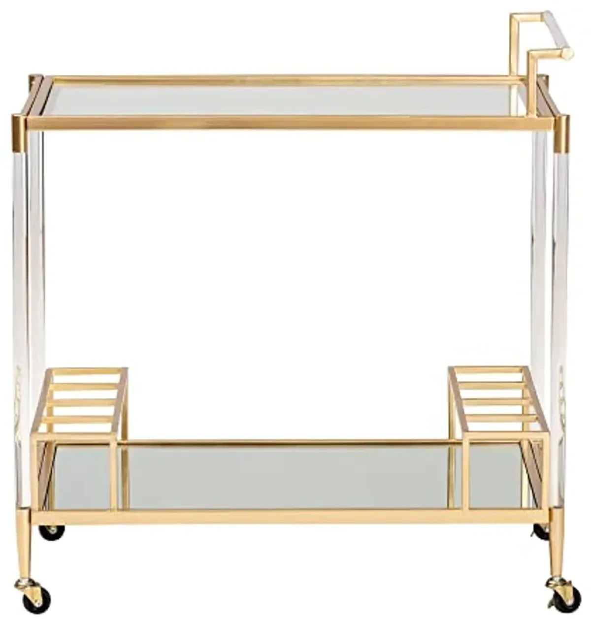 Baxton Studio Rosalina Wine Cart, One Size, Gold/Mirror