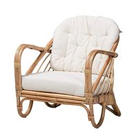 Baxton Studio Aliane Chair, One Size, White/Natural Brown