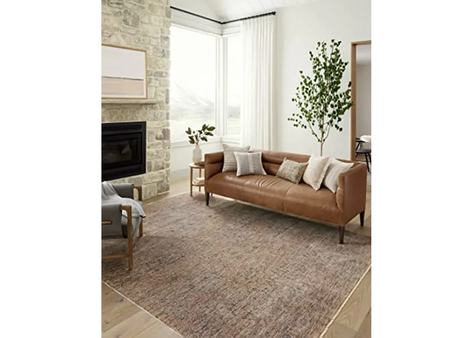 Loloi Angela Rose Blake Collection BLA-03 Taupe/Blue 2'-7" x 8'-0", .25" Pile Height, Fringe, Runner Rug