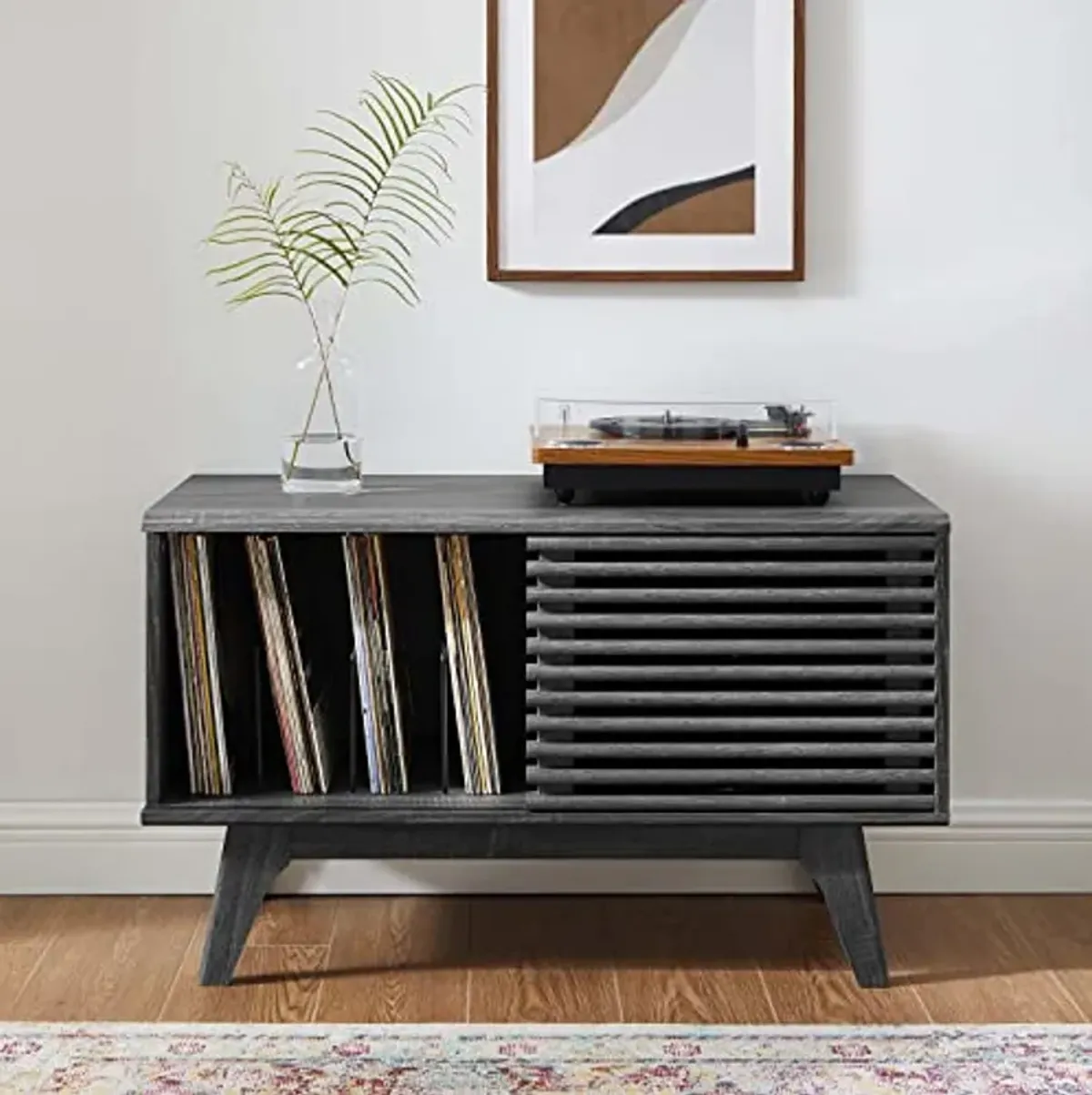 Modway Charcoal Render Vinyl Record Display Stand EEI-4263-CHA