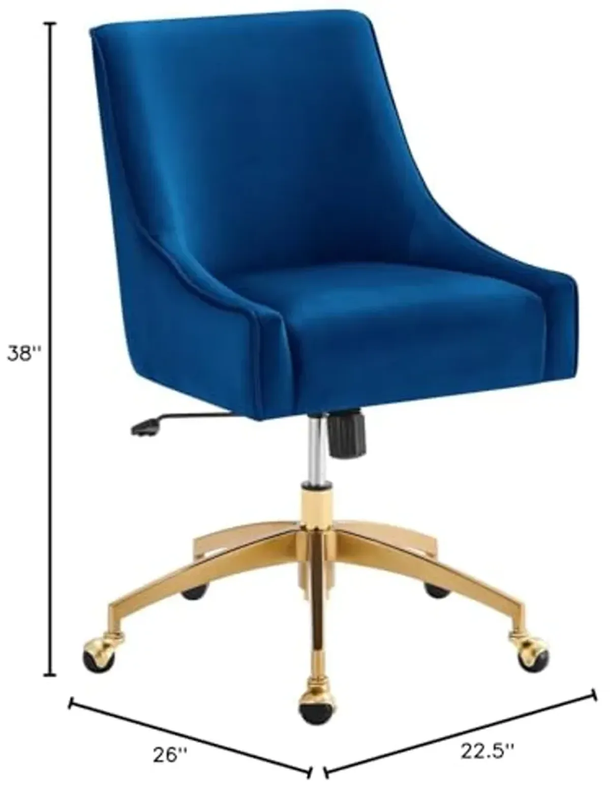 Modway Discern Modern Performance Velvet Swivel Office Chair in Navy/Gold