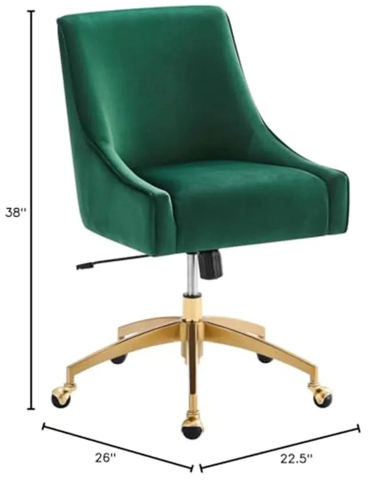 Modway Discern Modern Performance Velvet Swivel Office Chair in Green/Gold