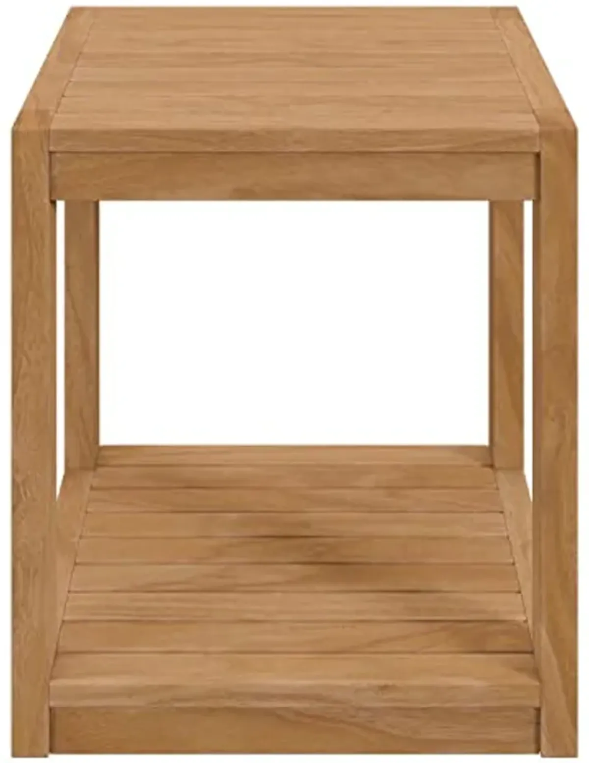 Modway Carlsbad Modern Teak Wood Outdoor Patio Side Table in Natural