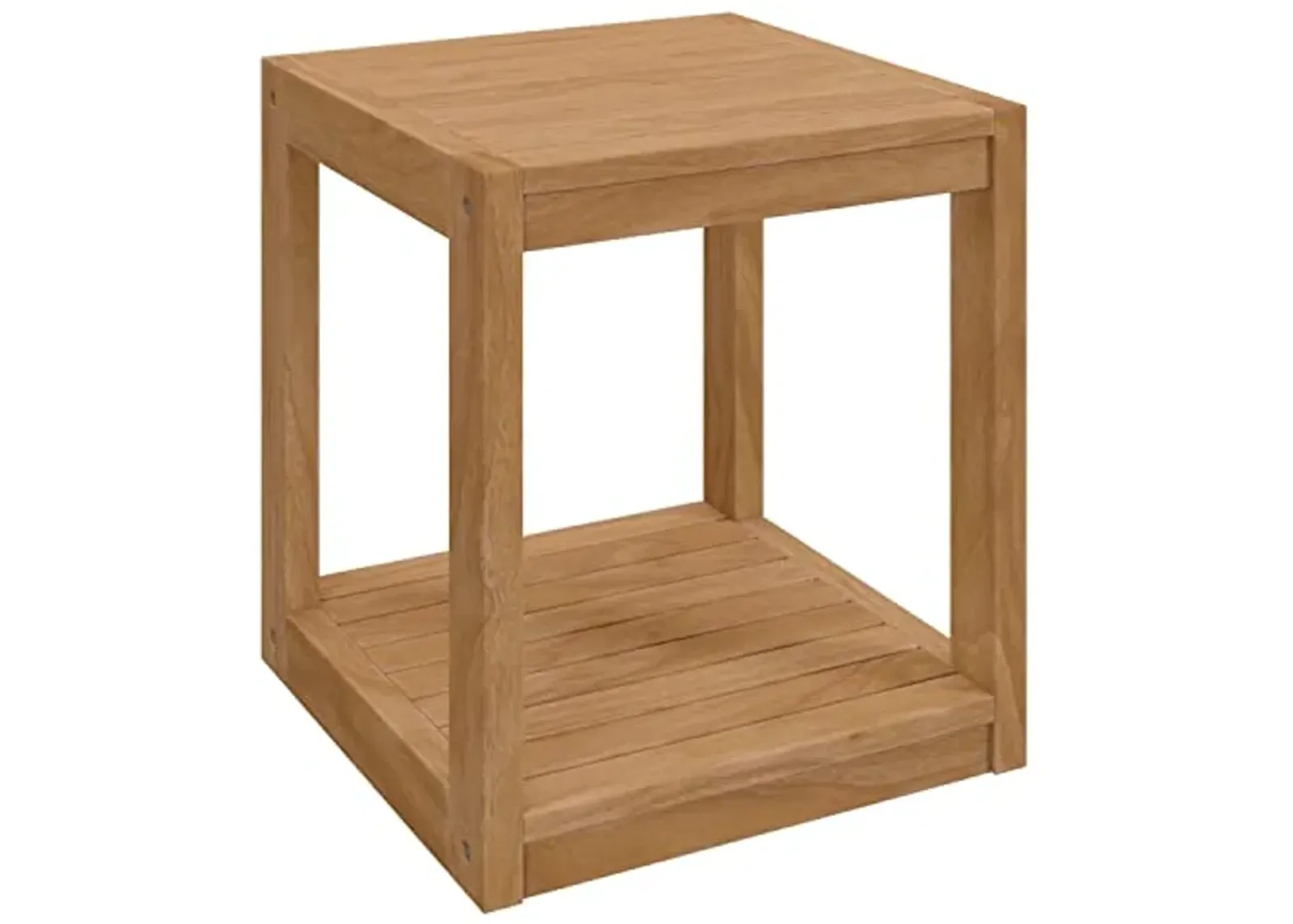 Modway Carlsbad Modern Teak Wood Outdoor Patio Side Table in Natural