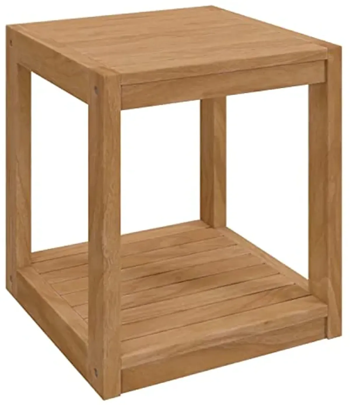 Modway Carlsbad Modern Teak Wood Outdoor Patio Side Table in Natural