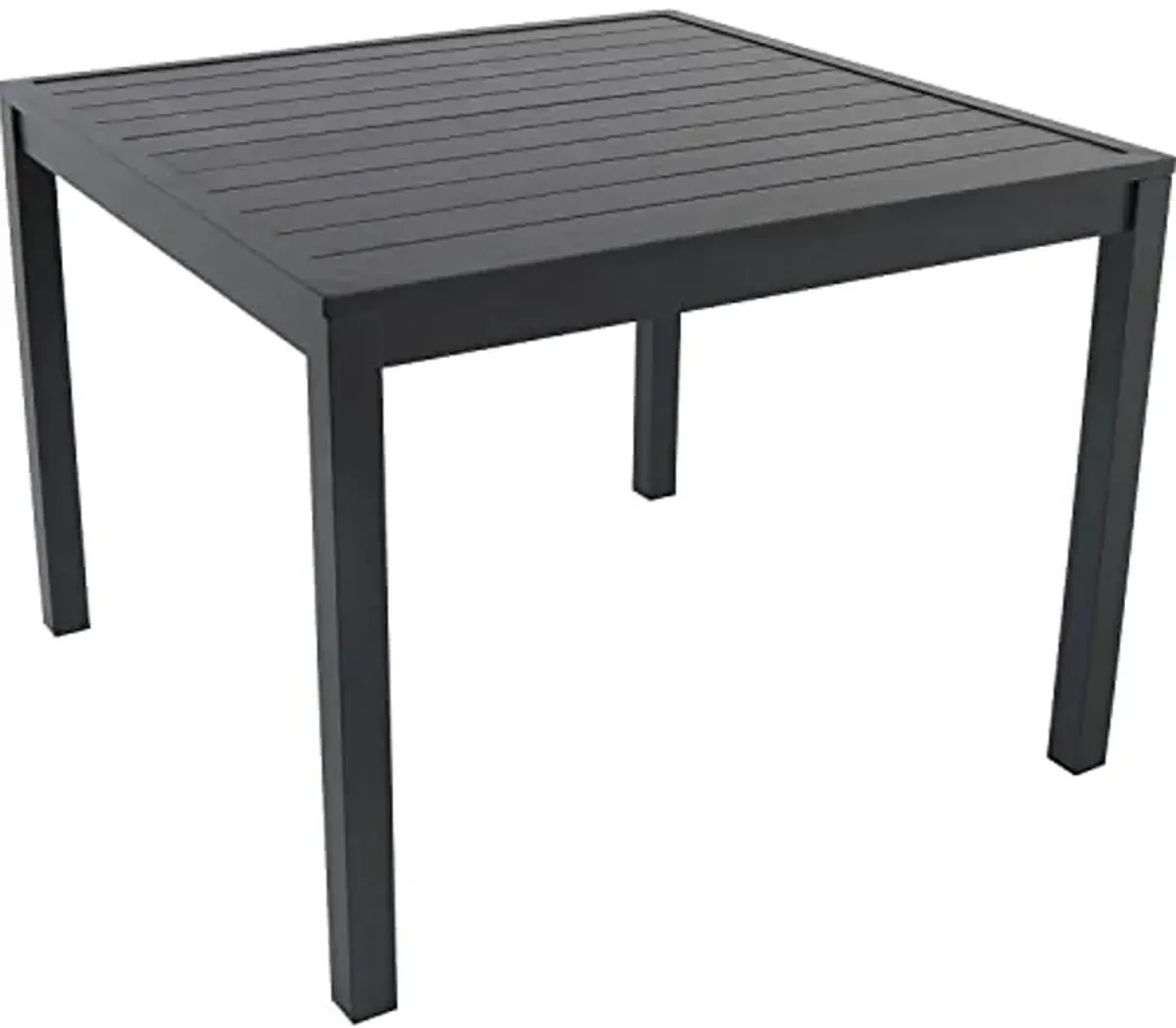 Hanover Naples 38" Square Outdoor Aluminum Slat Dining Table, Gray, All-Weather, 1 Piece