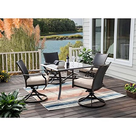 Hanover Traditions x 42-in. Square Glass-Top Dining Table 42" Aluminum Frames, Finish, All-Weather-TRAD42SQTBLG, 42-in, Bronze Cast
