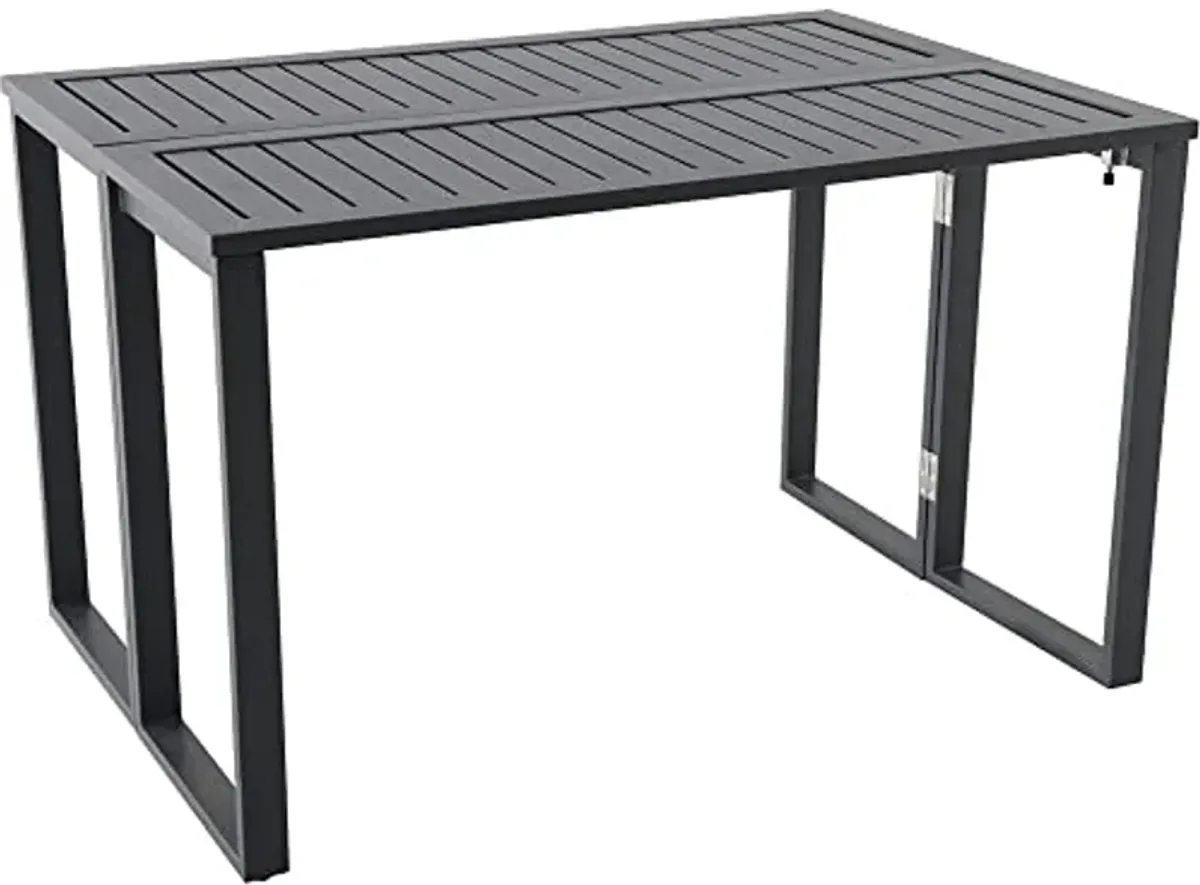 Conrad 31.5" x 46" Folding Outdoor Console Dining Table, Aluminum Frames, Gray, All-Weather