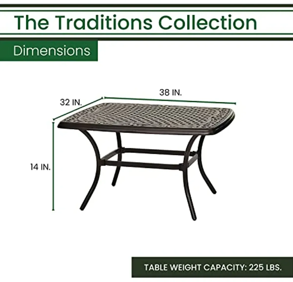 Hanover, Bronze Traditions 32" x 38" Coffee Table, Cast Aluminum, Finish, All-Weather, 1 Piece