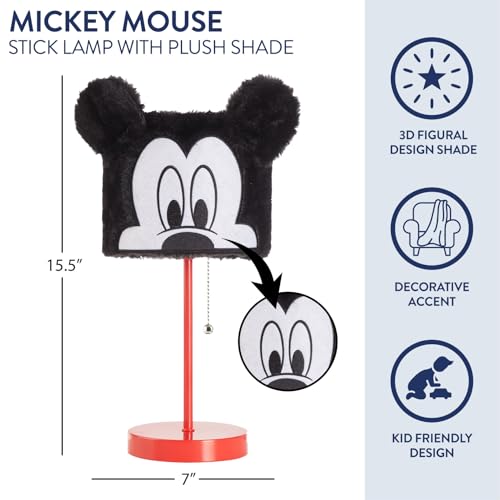 Idea Nuova Disney Mickey Mouse Plush Shade Table Lamp, Red