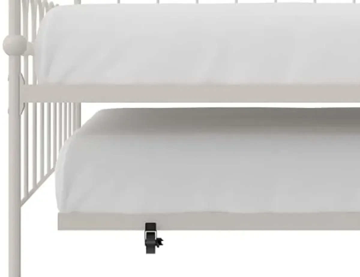 Novogratz Bright Pop Full Metal Daybed with Twin Trundle Bed, Off White