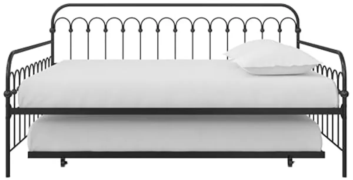 Novogratz Bright Pop Full Metal Daybed with Twin Trundle Bed, Black