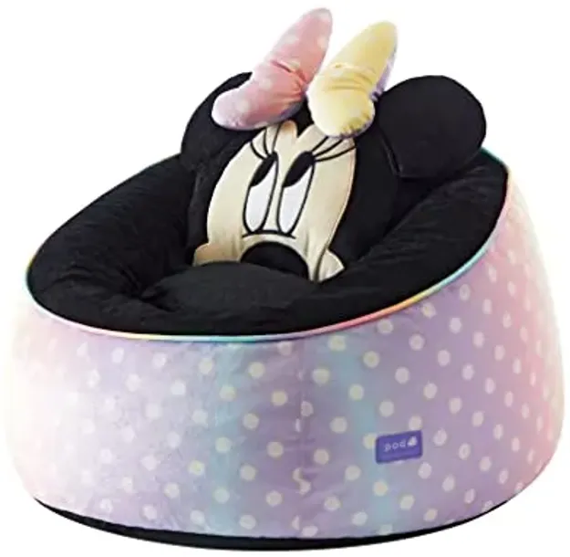 Idea Nuova Disney Minnie Mouse Hillside by pod Plush Kids Bean Bag Chair, 24" Hx24 Hx17 H, Large