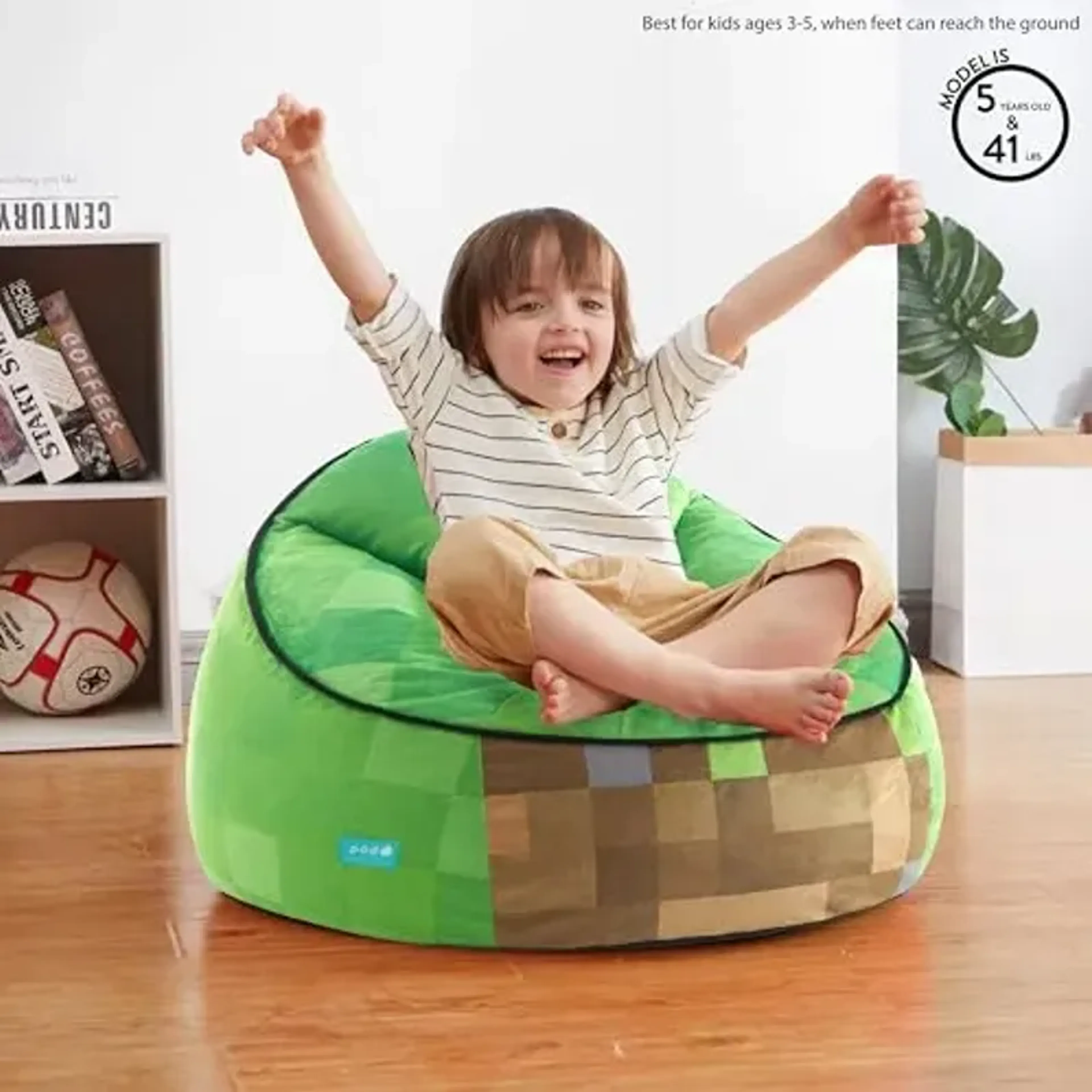 Idea Nuova Minecraft Hillside By Pod Kids Plush Bean Bag Chair 24