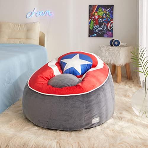 Idea Nuova Marvel Avengers Captain America Hillside by pod Plush Kids Bean Bag Chair, 24" Hx24 Hx25 H, Large