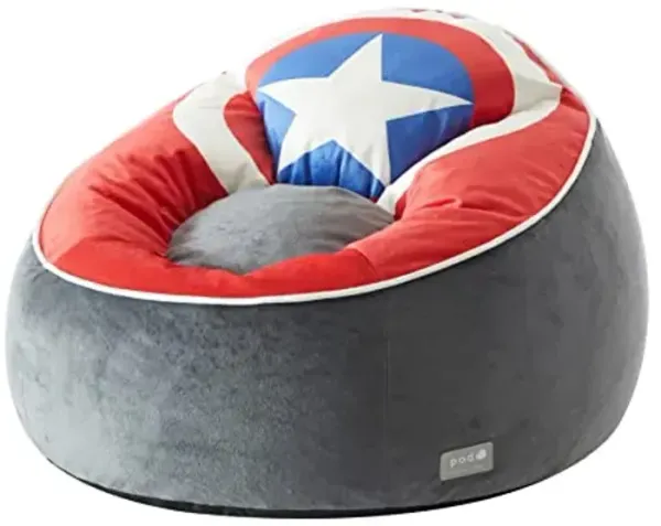 Idea Nuova Marvel Avengers Captain America Hillside by pod Plush Kids Bean Bag Chair, 24" Hx24 Hx17 H, Large