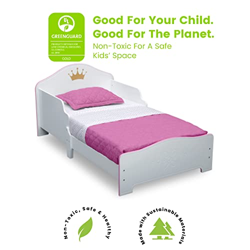 Delta Children Wood Toddler Bed, Princess Crown + Simmons Kids Quiet Nights Dual Sided Crib and