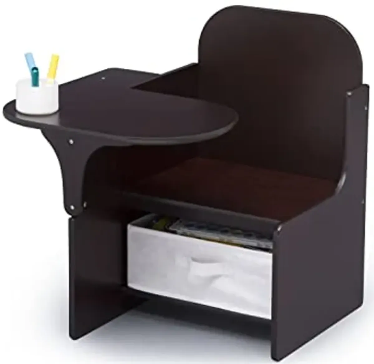 Delta Children MySize Chair Desk with Storage Bin + MySize Deluxe Toy Box, Dark Chocolate (Bundle)