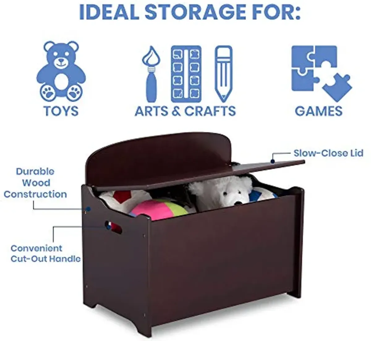 Delta Children MySize Chair Desk with Storage Bin + MySize Deluxe Toy Box, Dark Chocolate (Bundle)