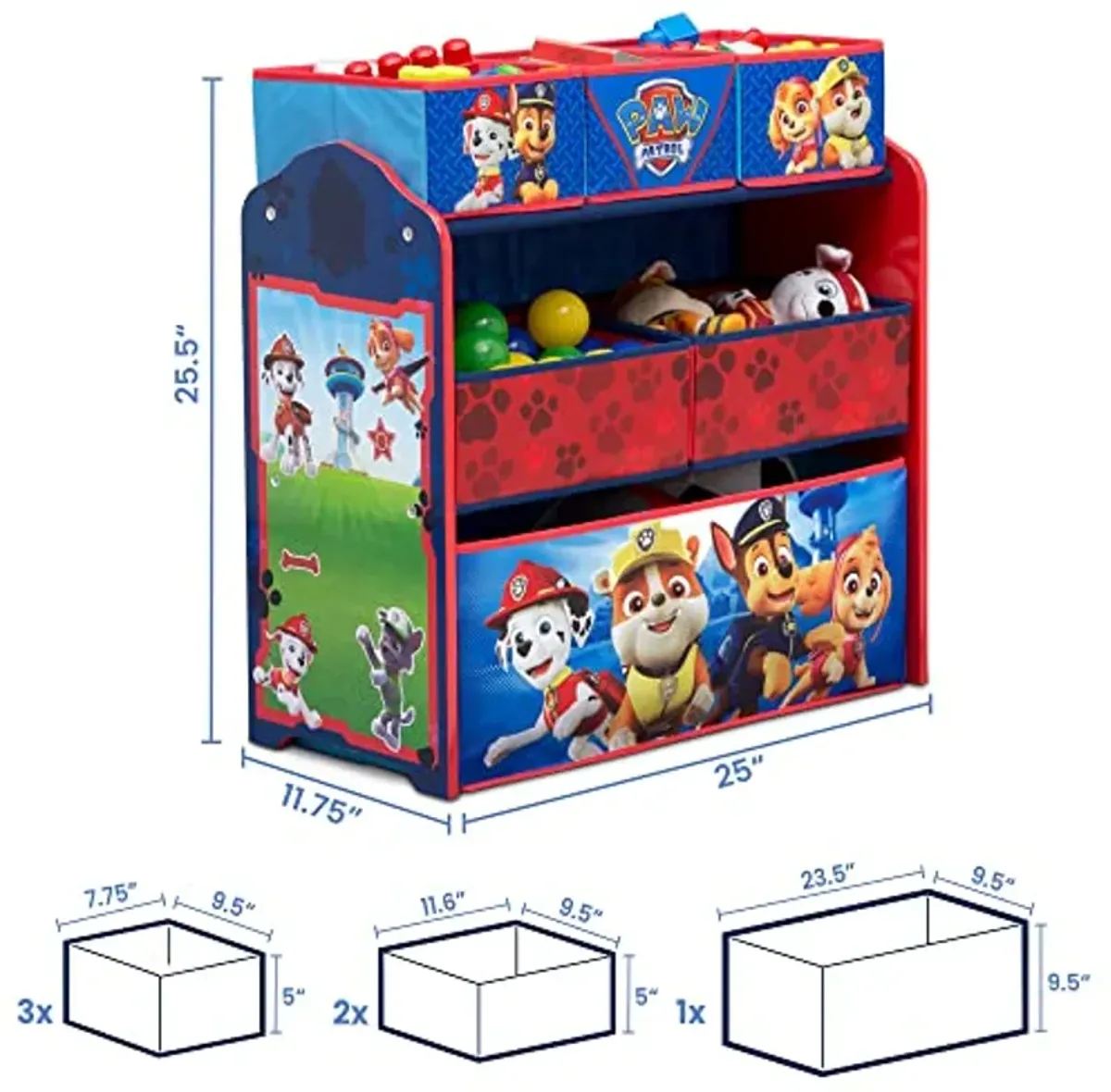 Delta Children Chair Desk with Storage Bin + Design and Store 6 Bin Toy Storage Organizer, Nick Jr. PAW Patrol (Bundle)