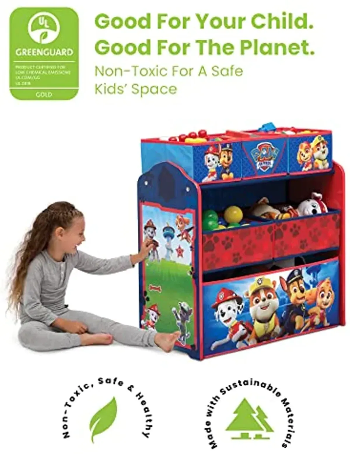 Delta Children Chair Desk with Storage Bin + Design and Store 6 Bin Toy Storage Organizer, Nick Jr. PAW Patrol (Bundle)