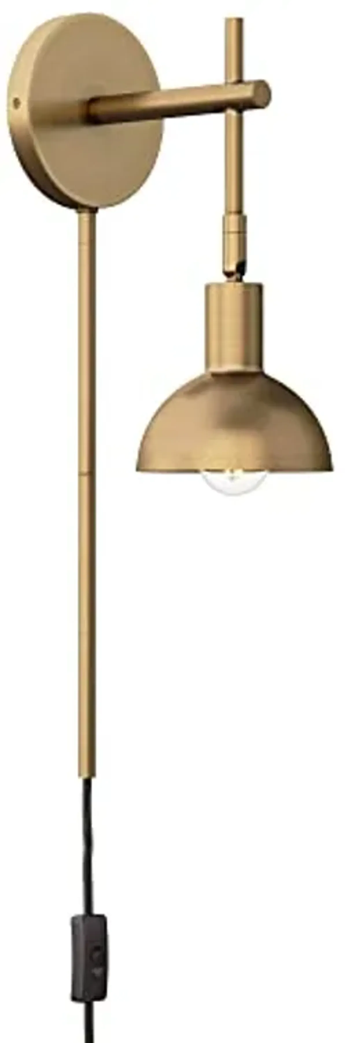 Nathan James Tamlin Vintage Brass Wall Light Fixture, Wall Mounted 1-Light Lamp, Plugin Sconce with On/Off Switch for Living Room, Reading Nook or Bedroom, Brass, Set of 2