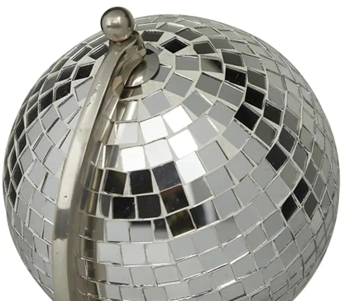 The Novogratz Stainless Steel Disco Ball Style Globe, 8" x 7" x 10", Silver