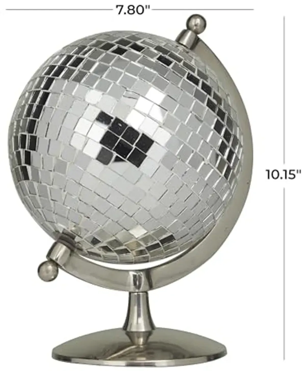 The Novogratz Stainless Steel Disco Ball Style Globe, 8" x 7" x 10", Silver