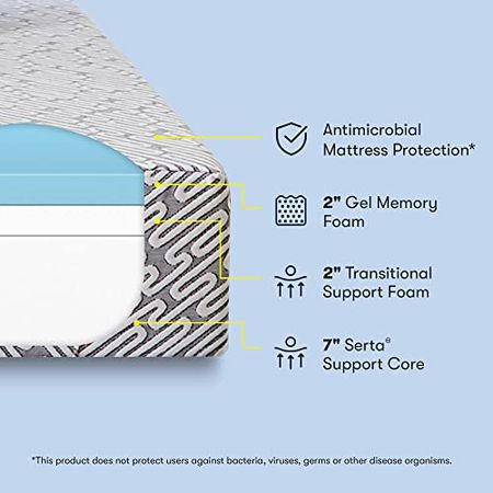 Serta - 11 inch Amazon Exclusive Cooling Gel Memory Foam Mattress, Queen Size, Firm, Supportive, CertiPur-US Certified, 100-Night Trial - Restored Rest