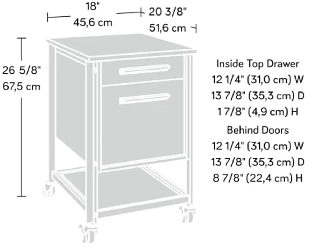 Sauder Briarbrook Mobile File, L: 17.95" x W: 20.32" x H: 26.58", Barrel Oak Finish