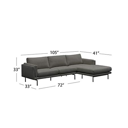 Abbyson Living Stain-Resistant Fabric Sectional, Charcoal