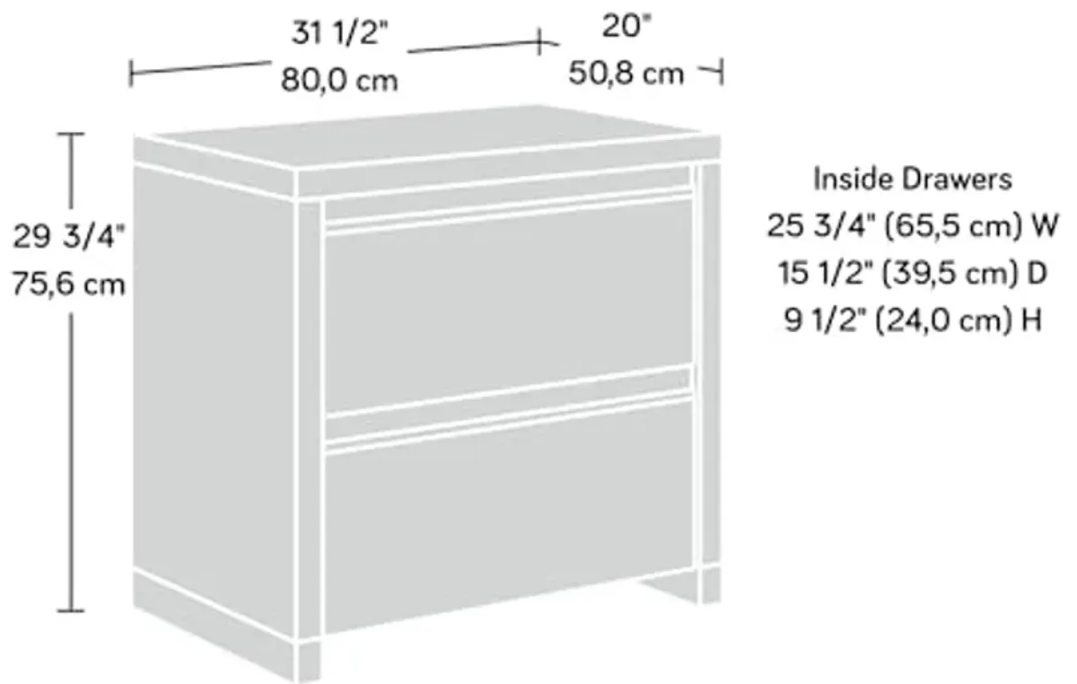 Sauder Manhattan Gate 2-Drawer Lateral File Cabinet, L: 31.5" x W: 20.0" x H: 29.76", Mystic Oak Finish