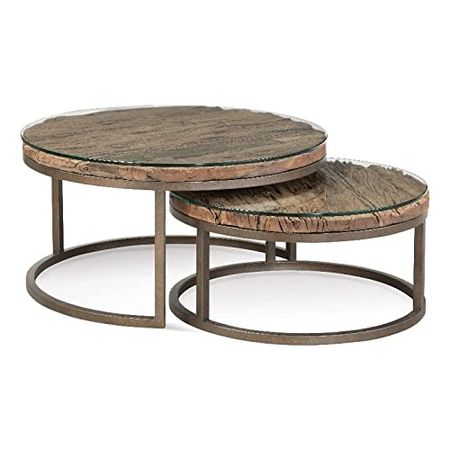 Bassett Mirror Company Cambria Reclaimed Wood Nesting Table in Brown
