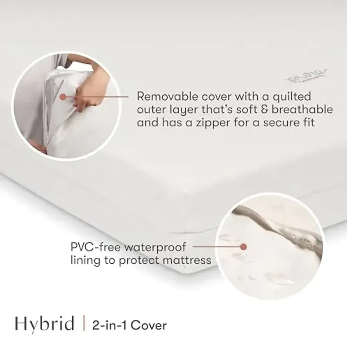 Babyletto Pure Core 4" Midi Crib Mattress, Hybrid Waterproof Cover, Lightweight, Greenguard Gold Certified
