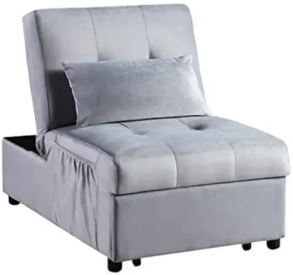 Lexicon Girard 4-in-1 Storage Ottoman Bench Sleeper Bed, Gray
