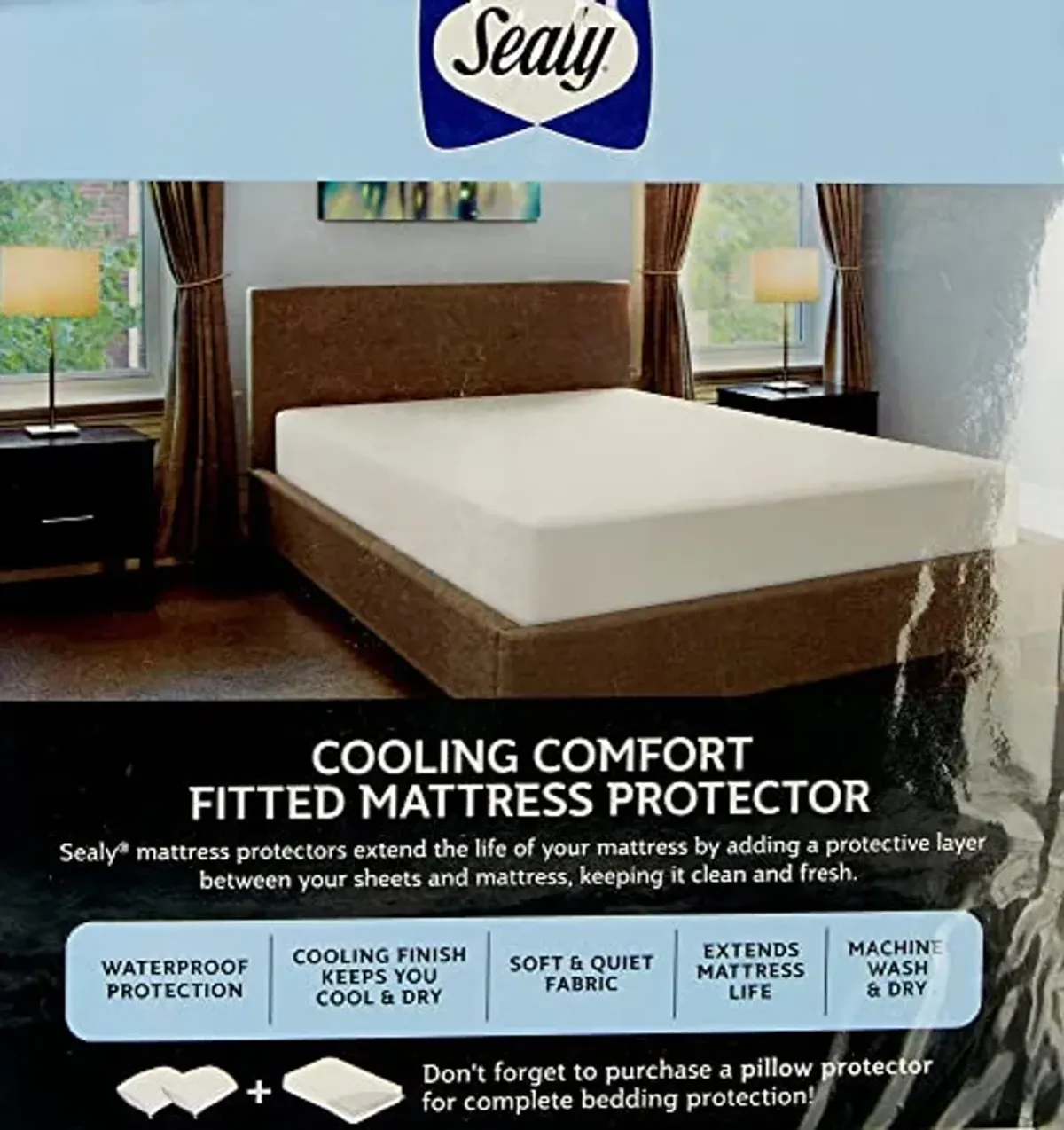 SEALY Cooling Comfort Fitted Mattress Protector Twin White