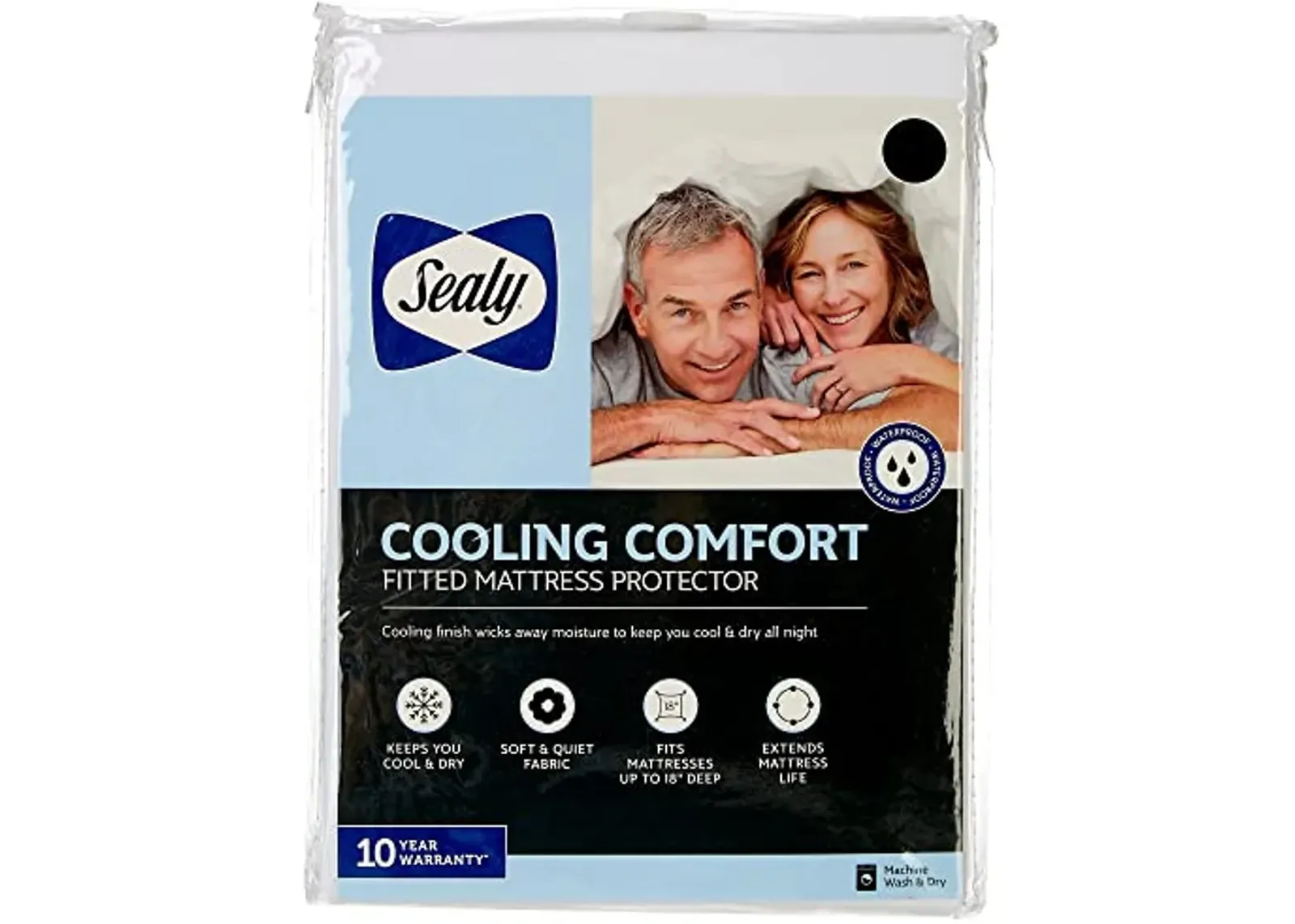 SEALY Cooling Comfort Fitted Mattress Protector Twin White