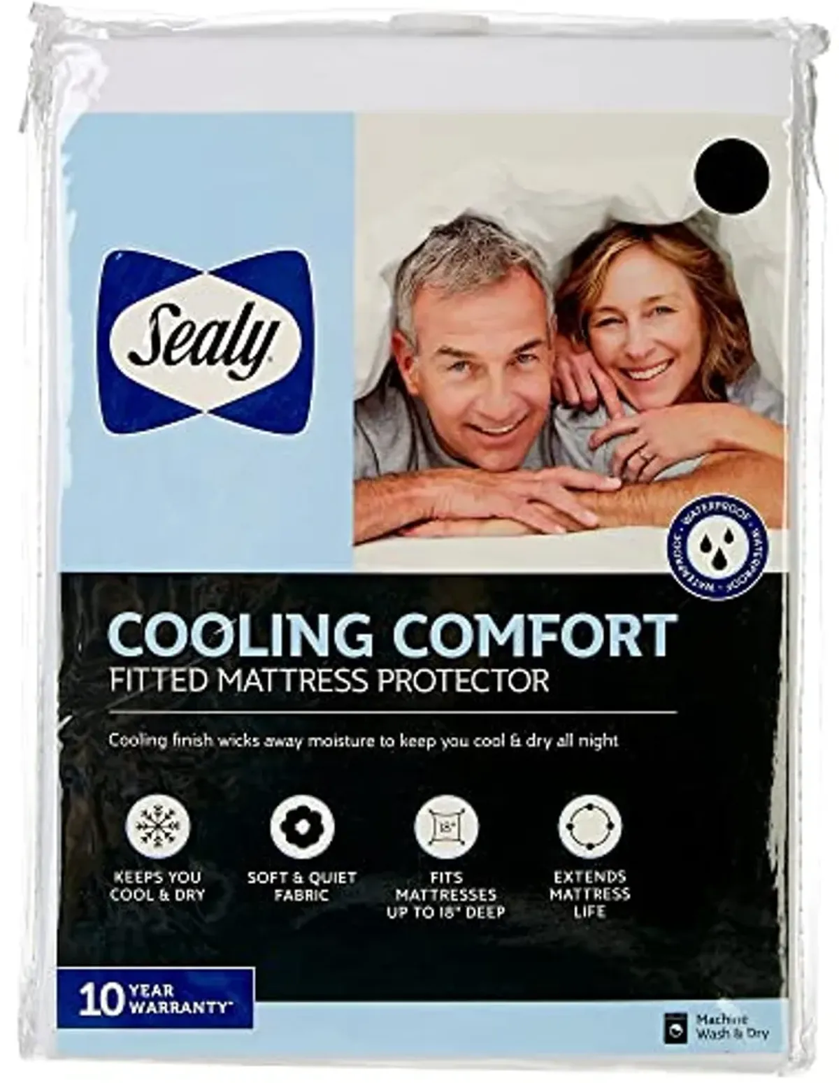 SEALY Cooling Comfort Fitted Mattress Protector Twin White