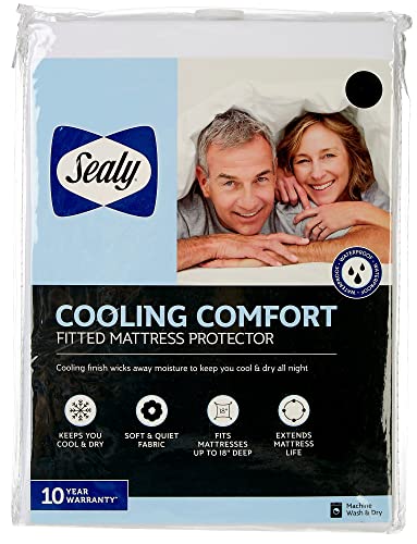Sealy Cooling Comfort Fitted Mattress Protector Twin White