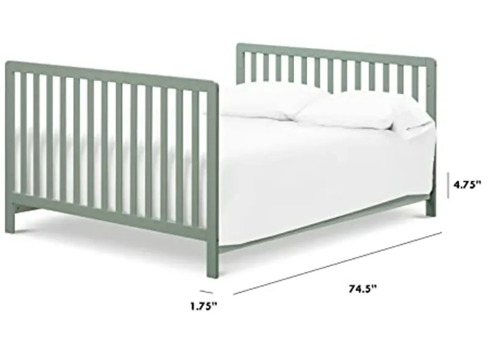 CARTER'S BY DAVINCI Hidden Hardware Twin/Full-Size Bed Conversion Kit (M5789) in Light Sage