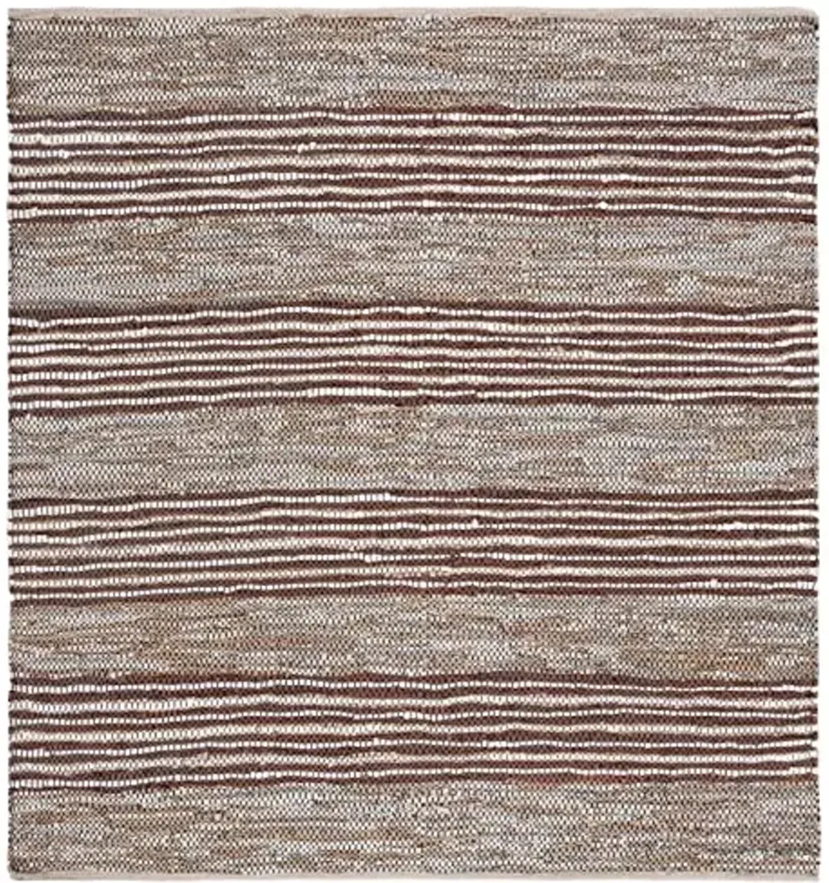SAFAVIEH Vintage Leather Collection Area Rug - 6' Square, Beige & Natural, Handmade Stripe, Ideal for High Traffic Areas in Living Room, Bedroom (VTL204B)