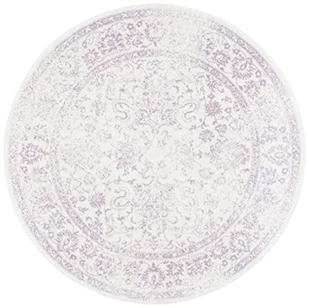 SAFAVIEH Adirondack Collection 8' Round Ivory/Lavender ADR109U Oriental Distressed Non-Shedding Area Rug