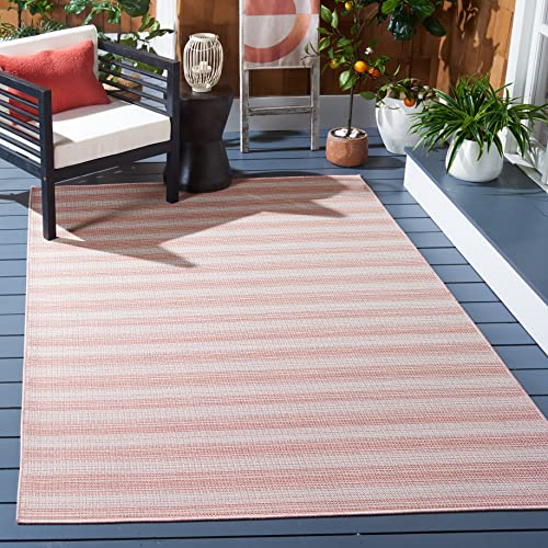 Safavieh Hampton Collection 9' x 12' Terracotta HTN231S Indoor/Outdoor Non-Shedding Easy Cleaning Patio Backyard Porch Deck Mudroom Area Rug