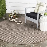Safavieh Courtyard Collection 4' Round Light Brown/Light Grey CY8653 Indoor/Outdoor Non-Shedding Easy Cleaning Patio Backyard Porch Deck Mudroom Area Rug