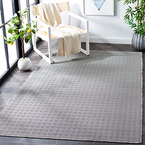 Safavieh Hampton Collection 9' x 12' Grey/Black HTN230G Indoor/Outdoor Non-Shedding Easy Cleaning Patio Backyard Porch Deck Mudroom Area Rug