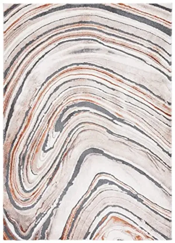 SAFAVIEH Area Rug 8x10 - Cyrus Shag Collection - Large - Beige & Rust, Modern Abstract Design, Non-Shedding & Easy Cleaning, Ideal for Living Room, Bedroom, Office, Dining Space (CYR138A)